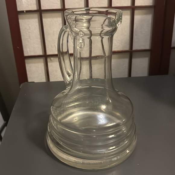 Mid Century Modern Clear Spiral Hand Blown Art Glass Water Pitcher 9” - Picture 8 of 15